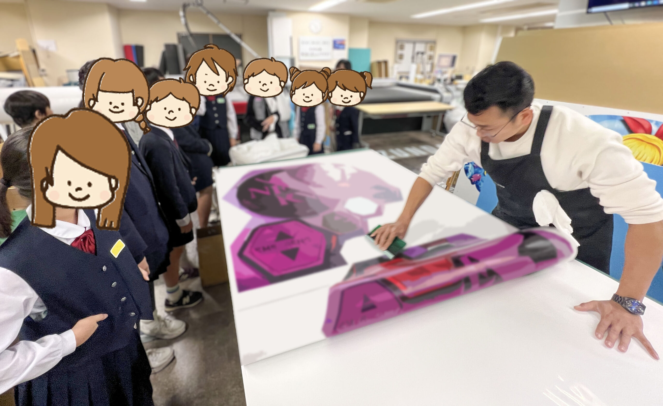 開平小学校会社見学 制作現場見学